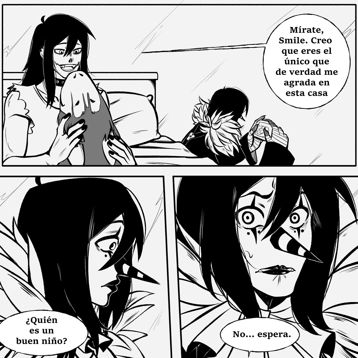 ModsitoKun's tweet photo. Laughing Jack esta celoso de Smile Dog// Cómic Español (1/2)  #jeffthekiller #laughingjack #smiledog #creepypastas https://t.co/UVd4B49ERT