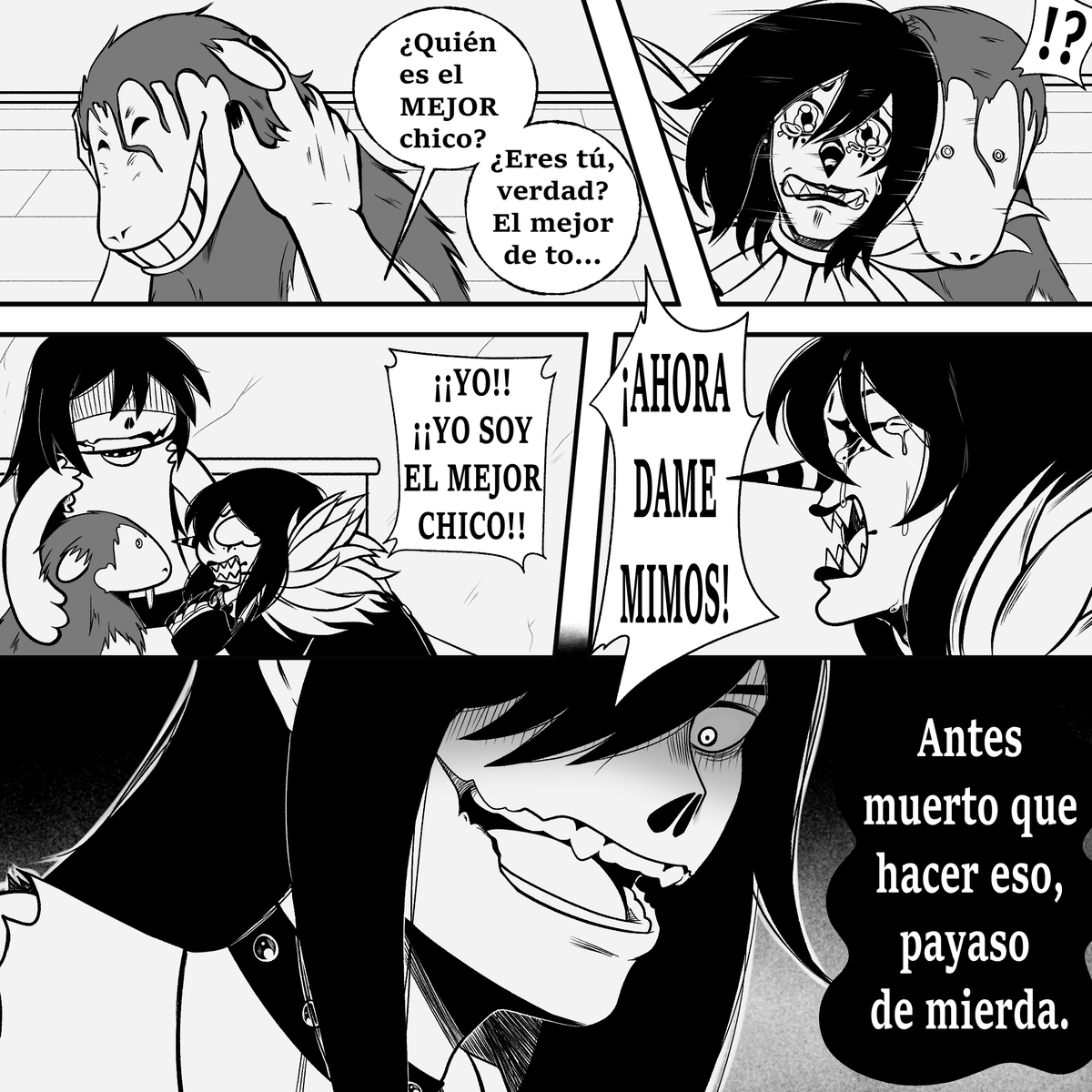 ModsitoKun's tweet photo. Laughing Jack esta celoso de Smile Dog// Cómic Español (1/2)  #jeffthekiller #laughingjack #smiledog #creepypastas https://t.co/UVd4B49ERT