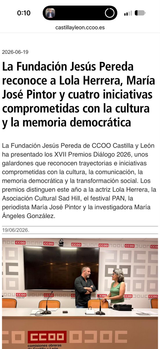 MjosePintor's tweet photo. Que este premio de la @fjpcyl salga desde #CyL me reconcilia con una comunidad donde sufrí mucho por defender otra forma de hacer #Periodismo. No dejar de criticar a un PSOE que estuvo rendido ante un PP de privilegios y rodillos me hizo estar en tierra de nadie y sola . Gracias! https://t.co/tbNOIHRUhD