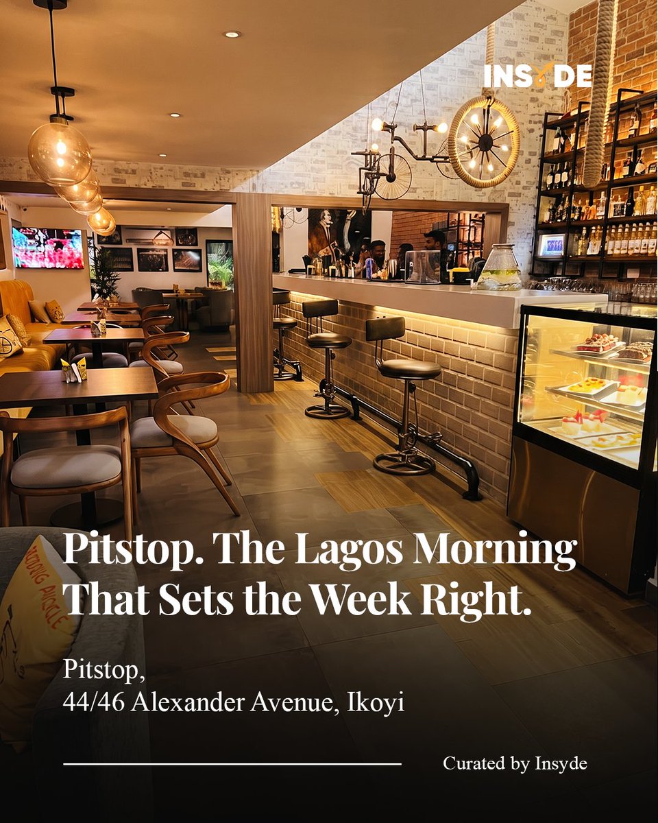 goinsyde's tweet photo. Most Lagos mornings start with traffic and the commute. Pitstop on Alexander Avenue, Ikoyi offers another way to begin.

It opens early, serves a proper breakfast, good coffee, and gives you a calm space before the city gets going.

#PlacesToGo #RestaurantsInLagos https://t.co/uy7I1wLk7J