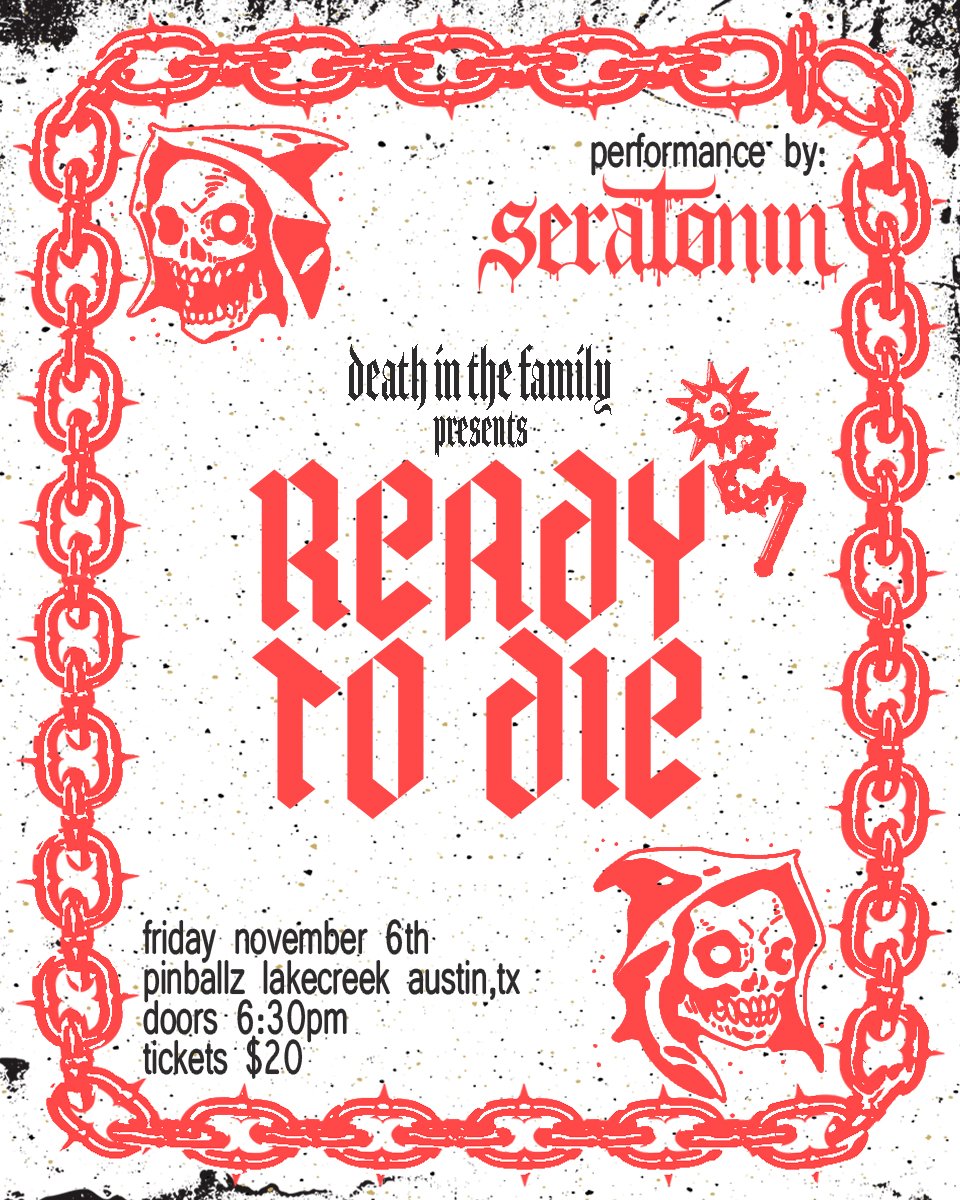 DeathITF's tweet photo. 🪦SHOW ANNOUNCEMENT🪦

We’re kicking the doors open on TEXAS TIL DEATH WEEKEND FRIDAY, 11/6

READY TO DIE No ring show where rising hardcore brawlers and deathmatch legends trade blood under the neon arcade lights.

ALL AGES
DOORS 6:30PM
💿: SERATØNIN
🎟: https://t.co/2cNuFFZ5kh https://t.co/g84TMjDQRg
