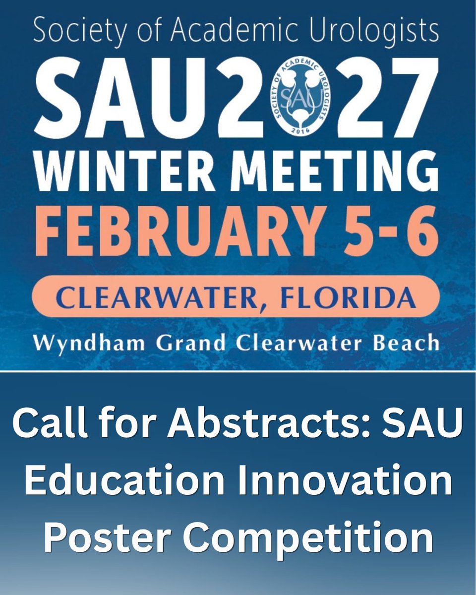 UroAcademic's tweet photo. DUE TOMORROW—Submit your abstracts for the inaugural SAU Education Innovation Poster Competition before it's too late!

Submissions are due October 1.  

Learn more here: https://t.co/tRj9rHmaTs https://t.co/IGcmKutTHy