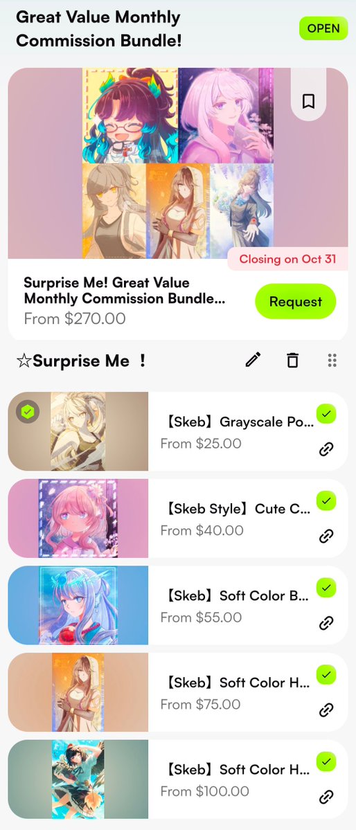 Zeei_0710's tweet photo. Hi everyone! ദ്ദി◝ ⩊ ◜.ᐟ
My new value monthly bundle is now live!🎉
One piece from each of my 5 tiers, all for a single character.
Individually $295 | Bundle $270
Exclusive discount for returning clients!

https://t.co/pRWGhkZH3U

#VgenCommㅤ
#vgen #commsOpen #仕事募集中 https://t.co/dlgPhsXzqC