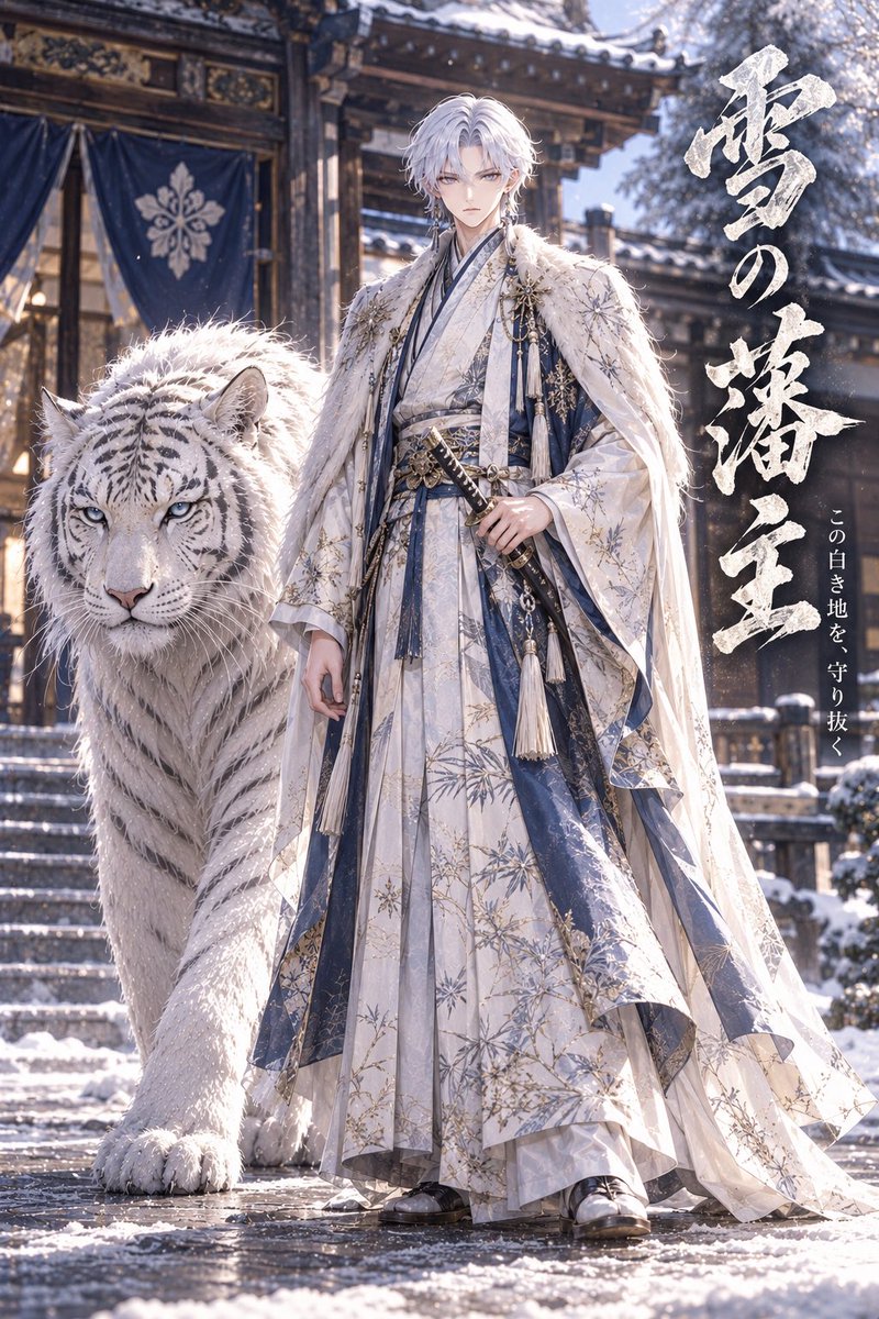 Charkoc2026's tweet photo. 面白いプロンプト見つけたので
やってみました。

雪の藩主。
これは良いのができた。

2枚目は顔部分だけ渡したら
やたらリアルな誰？な侍が完成。

#AIイラスト #AIart https://t.co/q68D9xTbhz