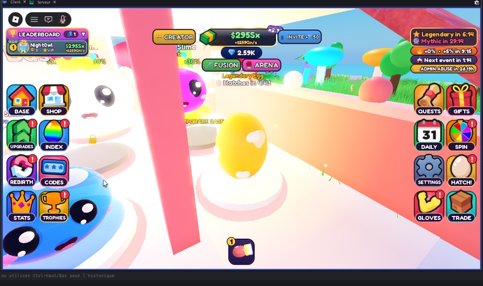 Balth05's tweet photo. I built a Roblox game where you STEAL slimes from other players' bases 🦹

🥚 NEW: Mystery Eggs, protect them while they hatch!
👋 Slap thieves away
🎁 Code TIKTOK = free gems

https://t.co/DOZECOW1dx

#Roblox #RobloxDev https://t.co/eUS1XovhkW