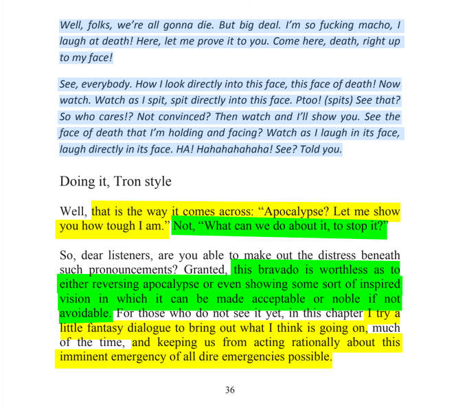 sillymickel's tweet photo. *APOCALYPSE EMERGENCY: Love's Wake-Up Call* (2013) by Michael Adzema. Ch 3, p. 36
🧵Click panel below for Thread, complete book
or, for audio: https://t.co/5cnr96nPz7
🧵👇 💡📚💙 #AE 🌡️ #ApocalypseEmergency ☢️ #AECH3 📖3 #TruthWarriors ❕ #psychology ☮️ #Climate 🔥🌍 #Existential😱 #EndTimes ⏰⛔ #RainbowWarriors 🦋 #thanatos 🧟♂️ #eros 🌈 #FBR 🧑🤝🧑 #resist✊