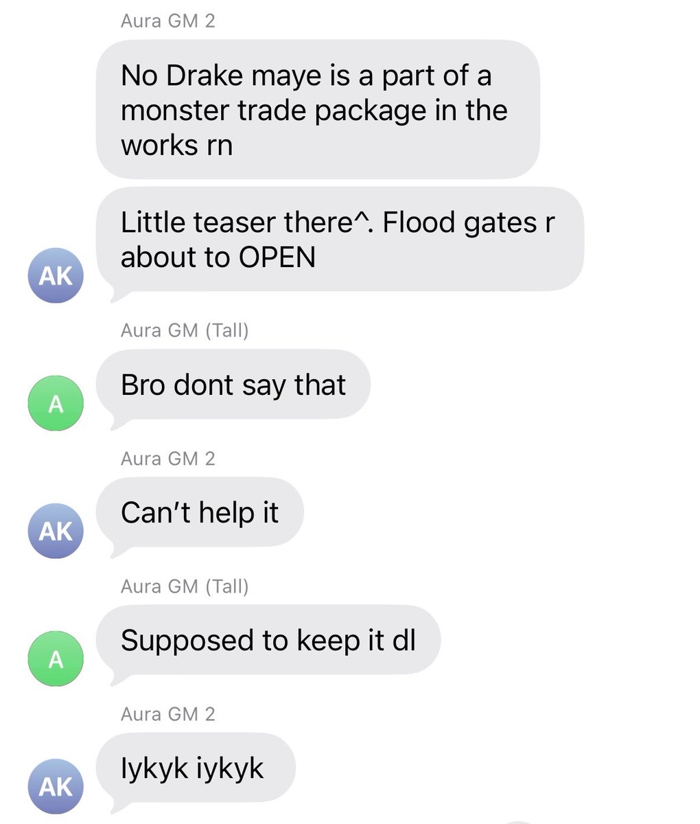 ZBdynasT's tweet photo. SOURCES: Leaked text conversation shows that Aura QB Drake "The Schedule" Maye could be on the move away from Buenos Aires only ONE YEAR after leading the team to a fantasy championship... 🤯🤯🤯 https://t.co/DeQGPB0bgZ