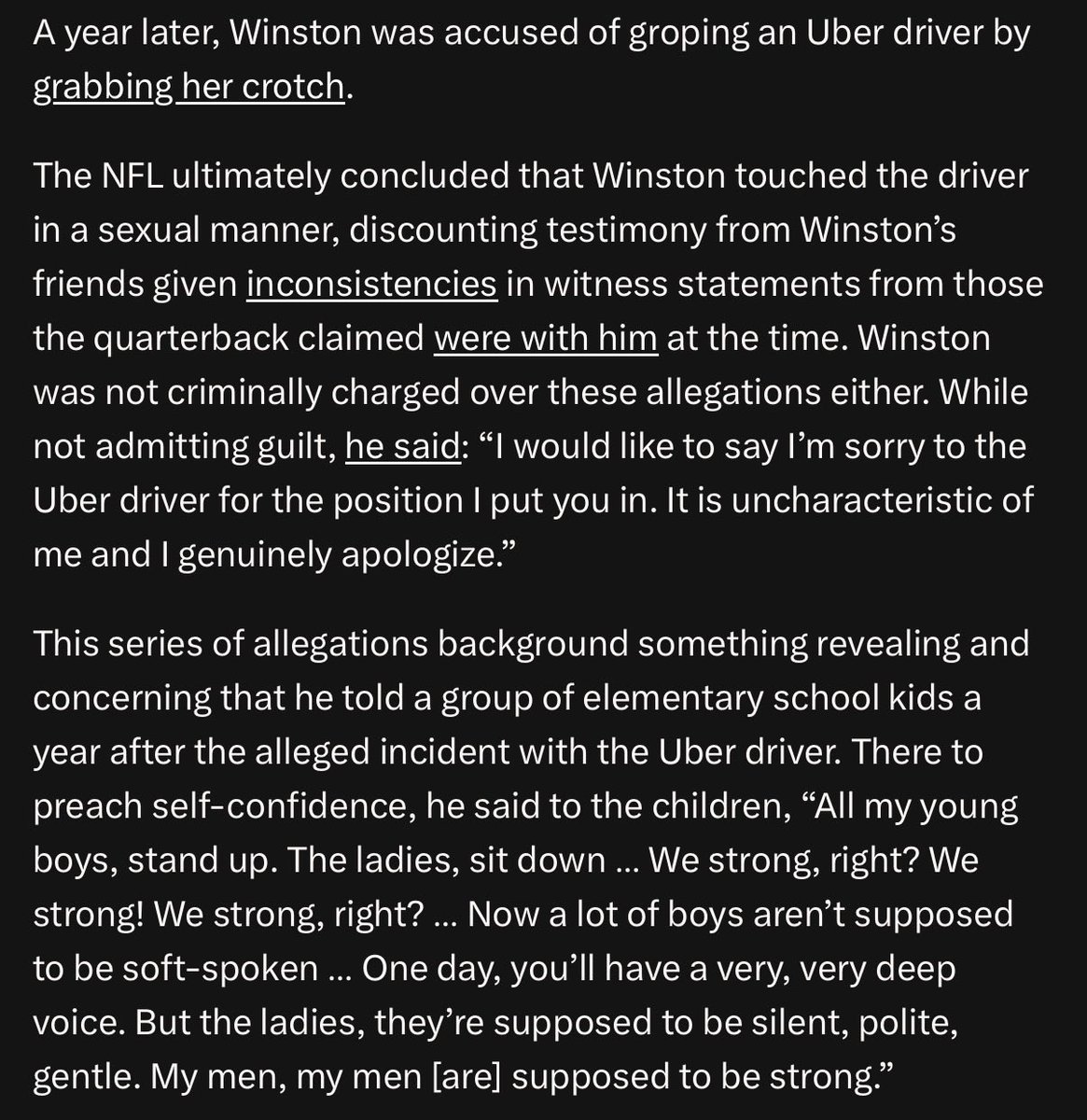 _kraftpunkk's tweet photo. Jameis Winston is a piece of shit that has sexually assaulted multiple women. https://t.co/mDJv3cKiC5