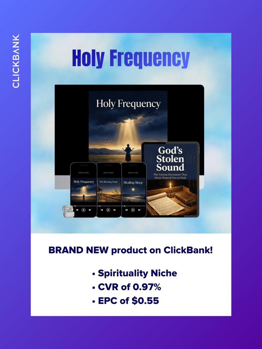 ClickBank's tweet photo. In the spirituality niche comes this new product from a 5 TIME CLICKBANK PLATINUM VENDOR! Converting cold traffic with an average $/coversion of $52.65, CVR of 0.97%, and EPC of $0.55, you WON’T wanna miss this offer!
https://t.co/YX3XuWJKQv https://t.co/67iSMJNtWh