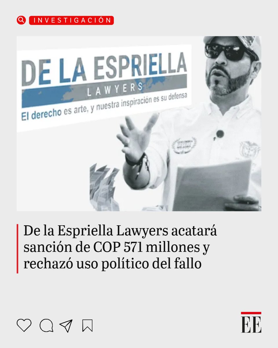 elespectador's tweet photo. La firma de abogados pidió "no instrumentalizar" la decisión políticamente.
👉🏻 https://t.co/IkaprU1uuY https://t.co/KDxTjrnZcK