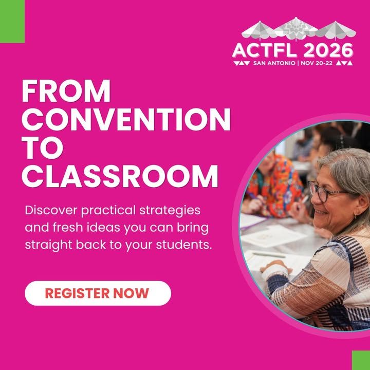 actfl's tweet photo. Take what you learn at #ACTFL26 and bring it straight to your classroom. 🍎

📍 San Antonio | Nov. 20–22
🔗 Register today: https://t.co/myIr4bYR2h https://t.co/Qea5AOFu5U