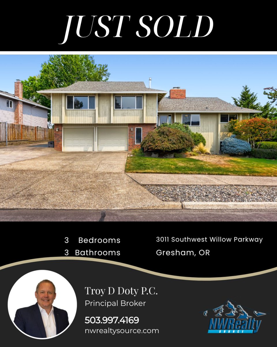 TroyDDoty's tweet photo. 3 bed | 3 bath
📍 3011 Southwest Willow Parkway, Gresham, OR
My latest sale on RateMyAgent.
...
#ratemyagent #realestate
Listing courtesy of Northwest Realty Source #troydotyrealtor #portlandrealtor #portlandrealestateagent #portlandrealestate #northwestrealtysource https://t.co/1FLDmKj5Lm