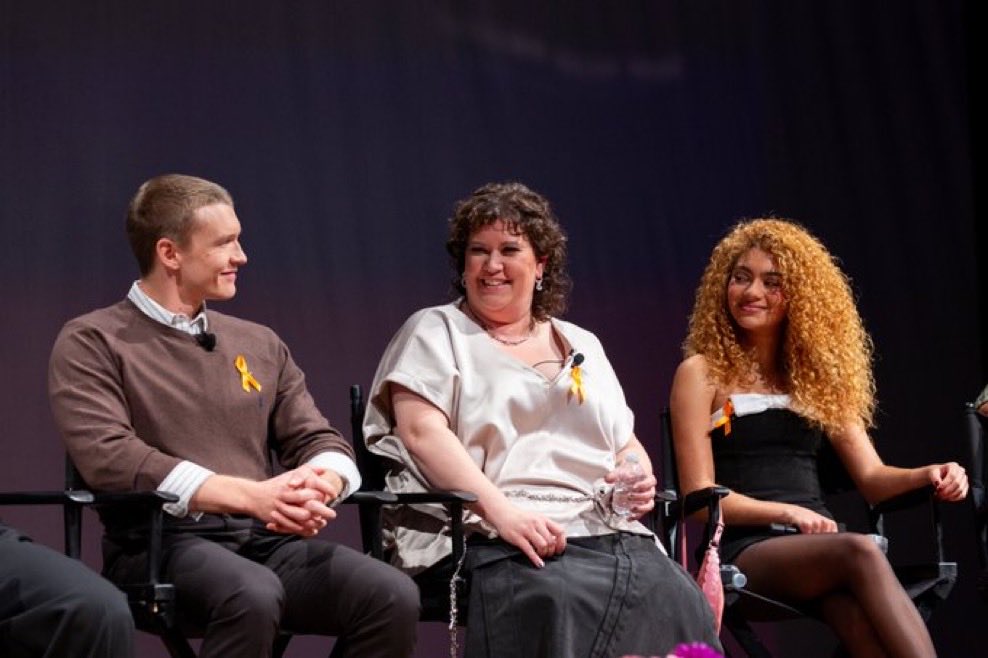 updatingstorrie's tweet photo. Connor Storrie on stage with Rachel Reid and Ksenia Daniela Kharlamova at the Kate Spade Mental Health Summit in NYC. https://t.co/ZJL6S7dw1s