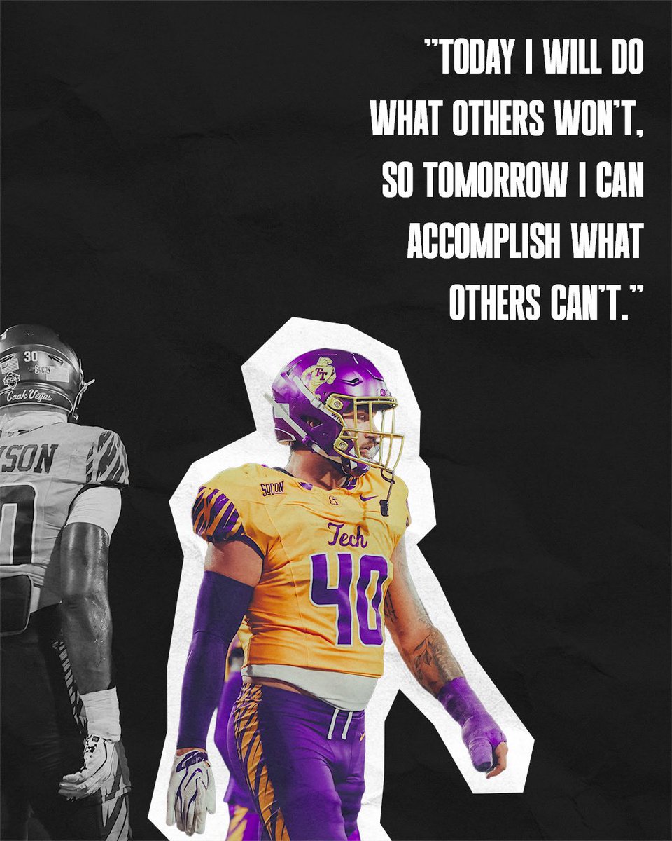 TNTechFootball's tweet photo. Wisdom Wednesday with Linebacker Will Johnson!

"Today I will do what others won't, so tomorrow I can accomplish what others can't."

#AimHigher | #WingsUp https://t.co/fGBjTnRrnt