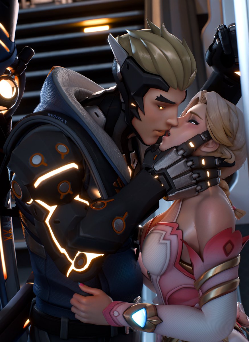 weinvely's tweet photo. Felt like doing more mercy x genji #gency #overwatch https://t.co/3nnMuQrhbx