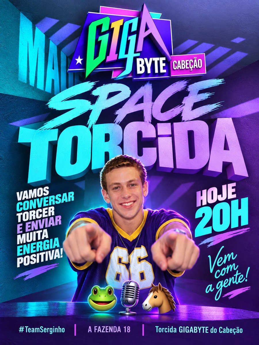 Gigabytecabecao's tweet photo. 🎙️ HOJE, ÀS 20H, A GENTE SE ENCONTRA NO SPACE DA TORCIDA GIGABYTE DO CABEÇÃO! 🐸🐴🎙️ SAPINHOOOOOS, VEM COM A GENTE!
💚 Vamos conversar, torcer, mandar muita energia positiva e fazer barulho pelo CABEÇÃO!
FAZENDEIRO OU ROÇA? EITA! #TeamSerginho #AFazenda18 #TorcidaGigaByte https://t.co/8s8bSRWjPT