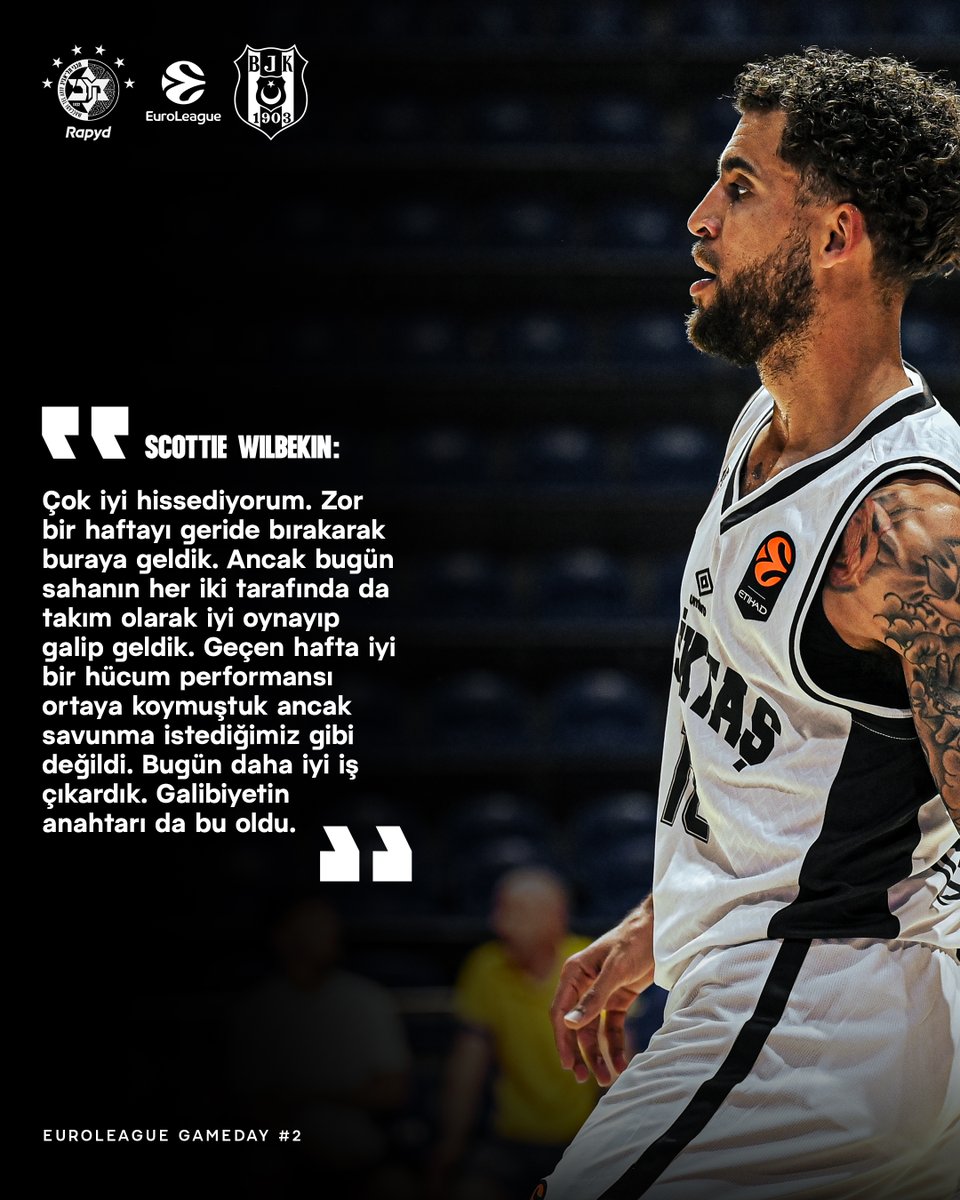 BJK_Basketbol's tweet photo. 🎙️ Başantrenörümüz Dusan Alimpijevic ile oyuncularımız Scottie Wilbekin ve Anthony Brown, Maccabi Rapyd Tel Aviv galibiyetimizin ardından açıklamalarda bulundu.  

⬇️ English version in this thread. https://t.co/S8XKbKmbAt