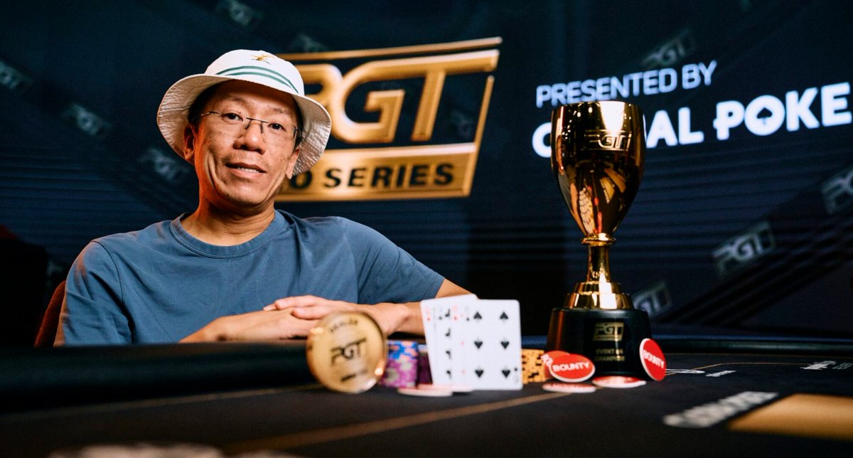 CardsChat's tweet photo. James Chen played the role of bouncer at @PokerGOTour's PLO $10,500 quattro bounty tournament that’s taking place at @AriaLV by removing player after player from the premises.

https://t.co/DrNeUsWhAv https://t.co/v6Fwa7WNz6