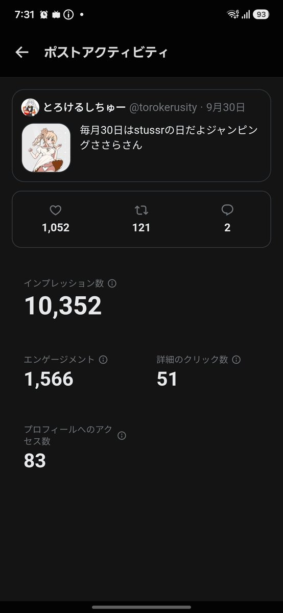 torokerusity's tweet photo. 1050↑ファボ&amp;10000↑インプ感謝
自己ベスト更新 https://t.co/InnsbIUB5H