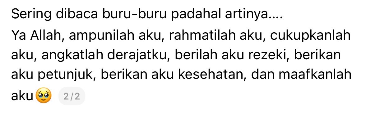 TanyarlBase's tweet photo. Sejak kapan kalian tau arti bacaan “Rabbighfir lii warhamnii wajburnii warfa'nii warzuqnii wahdinii wa 'aafinii wa'fu 'annii” tuh seindah &amp; sebagus itu❓💚 https://t.co/UulCDr0krK