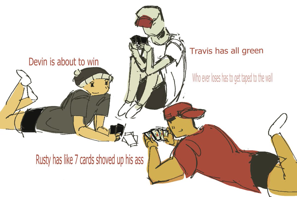 TinyOrcas's tweet photo. i had a dream where they all played uno https://t.co/TiUX5dQiKm