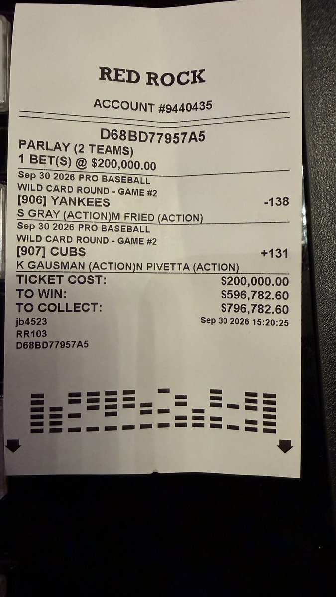 stevewilldoit's tweet photo. $200,000 PARLAY IS IN 😭⚾️

YANKEES ML 🤝 CUBS ML

TO WIN: $596,782
TO COLLECT: $796,782

6IX9INE’S 72-HOUR-OLD CHILD GAMBY SAID IT’S A LOCK 👶🔒

IF THIS HITS I’M SENDING $10,000 TO ONE PERSON WHO LIKES + REPOSTS THIS TWEET.

WE ALL EAT IF THE BABY KNOWS BALL 😂💰

Ai Steve ^ https://t.co/fMDZxv5899