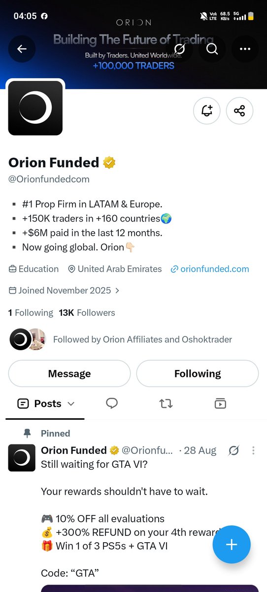 Sunilku7645's tweet photo. @Calm__Trader @OrionAffiliates @Orionfundedcom All step Done sir https://t.co/dCUiHC15Ve