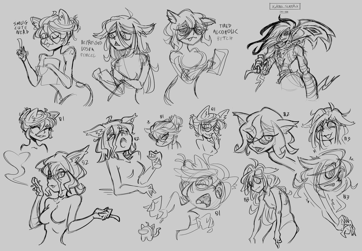 NarugaArt's tweet photo. A bunch of cat girls sketchs I did a million years ago and never posted https://t.co/cOSBxefMpV