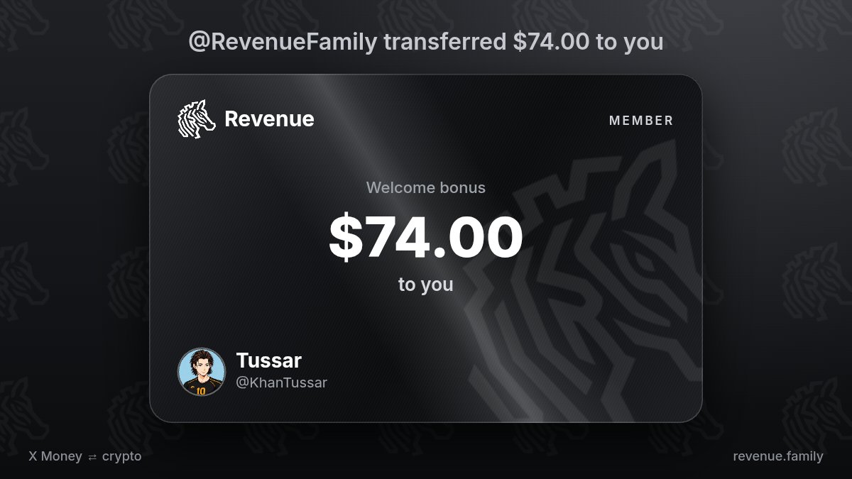 KhanTussar's tweet photo. @RevenueFamily @RevenueFamily welcomed me with $74.00 https://t.co/In7ArLELEz