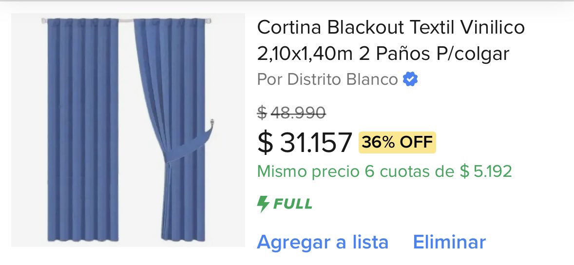 ofertasdar's tweet photo. ¿Te molesta el sol de la mañana para dormir en tu habitación por completo? El juego de cortinas Blackout de Distrito Blanco viene en 2 paños de 2,10 x 1,40, bloqueando hasta el 100% de la luz🪟 🚚 Envío Gratis 
💳 6 cuotas de $5.192
Compra en Mercado Libre Argentina 👉 https://t.co/yotd0ogQoc