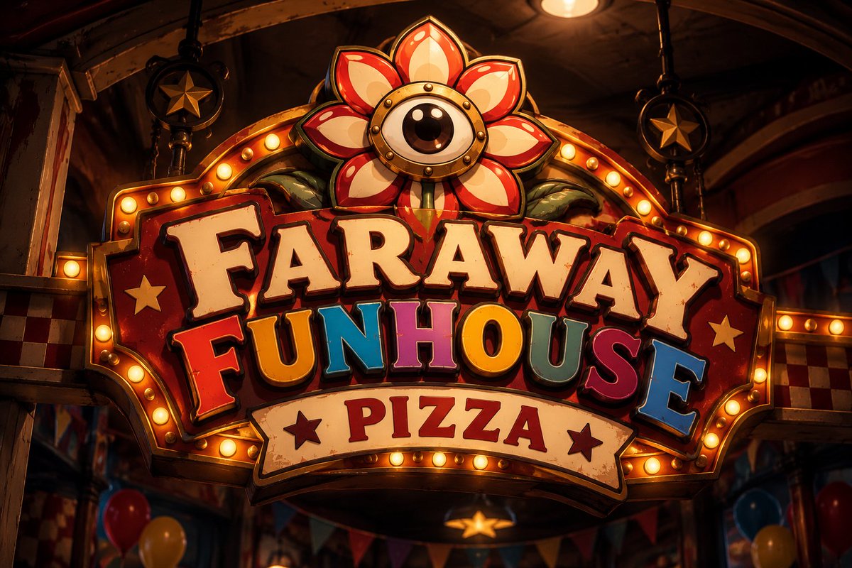 FarawayPain's tweet photo. For spooktober, I'm opening on X the  Faraway Funhouse Pizza ! 
I'll do some art &amp; stuff 
(it's a side project for fun) https://t.co/fYKnvVdP1E