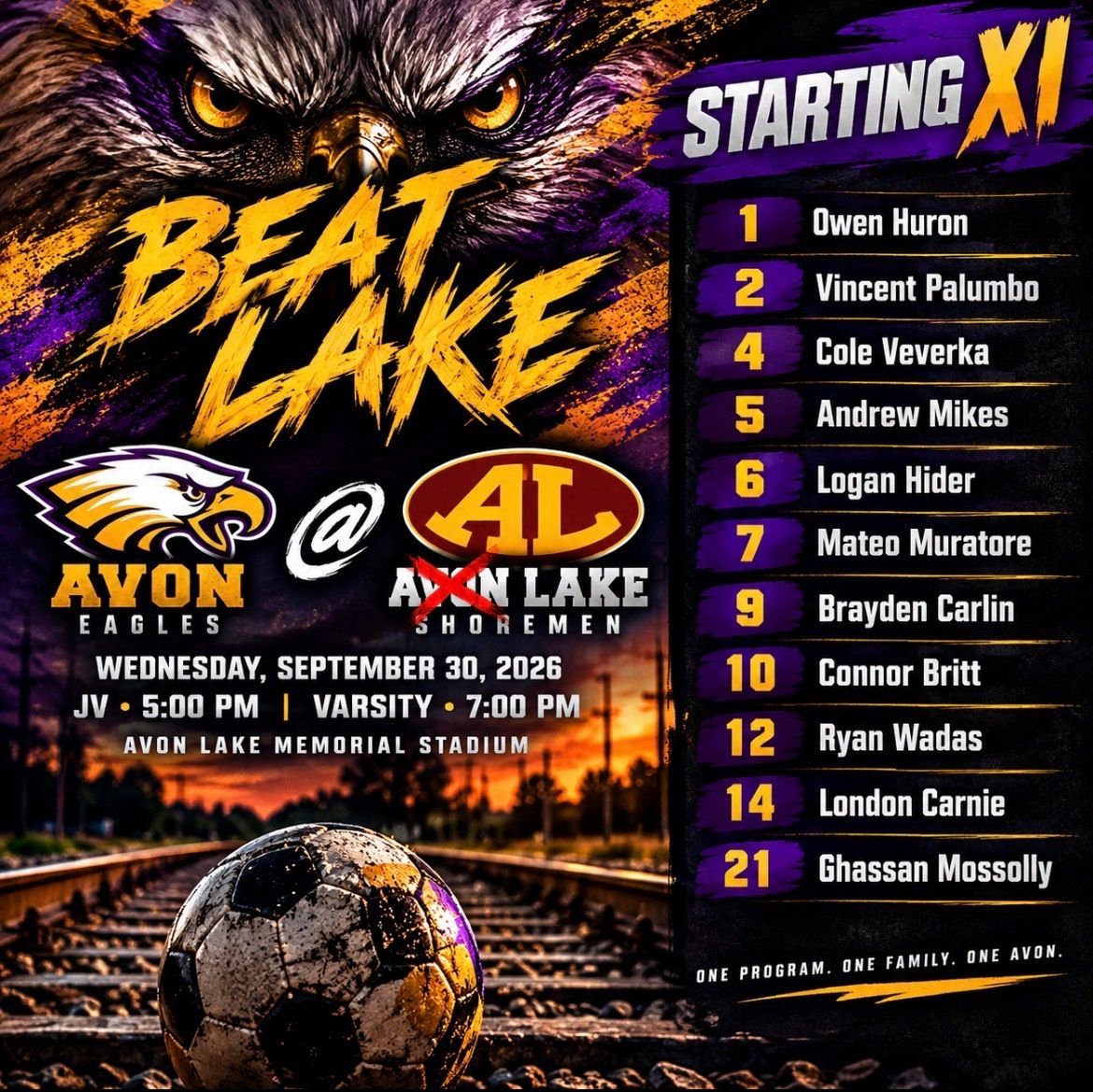 Avon_BoysSoccer's tweet photo. Starting XI
#beatlake
@avoneagles https://t.co/CZViSfAV2L