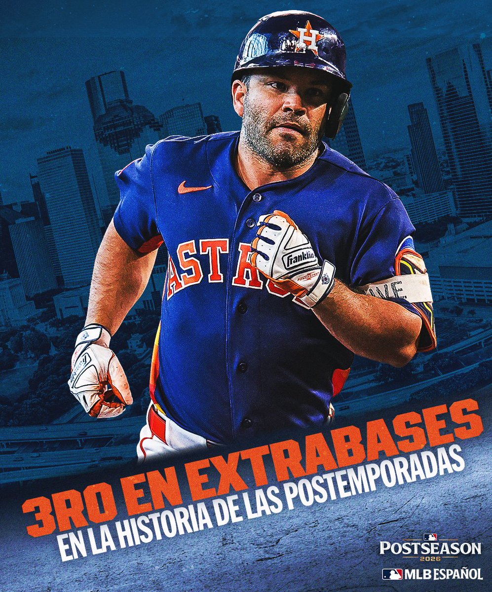 mlbespanol's tweet photo. ¡La leyenda de José Altuve continúa! Ahora se ubica en solitario como el 3er pelotero con más extrabases en la HISTORIA de la #Postseason https://t.co/ZRA7lsVyno