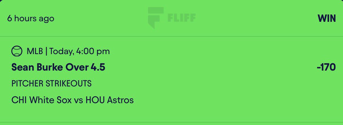 ElevatedSharp's tweet photo. ⚾️ Sean Burke ⬆️ 4.5 Ks -170 ✅ 🎯
@MLB @MLBStats @PlayoffsMLB @whitesox VS @astros ⚾️ https://t.co/migs4AI8Cq