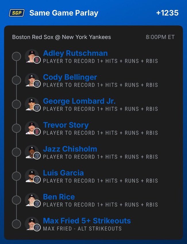 DGoatparlays's tweet photo. Star power. Hit + Run + RBI upside.
Fried 5+ Ks to finish it off.⚾️ https://t.co/FRHYxqy4UD