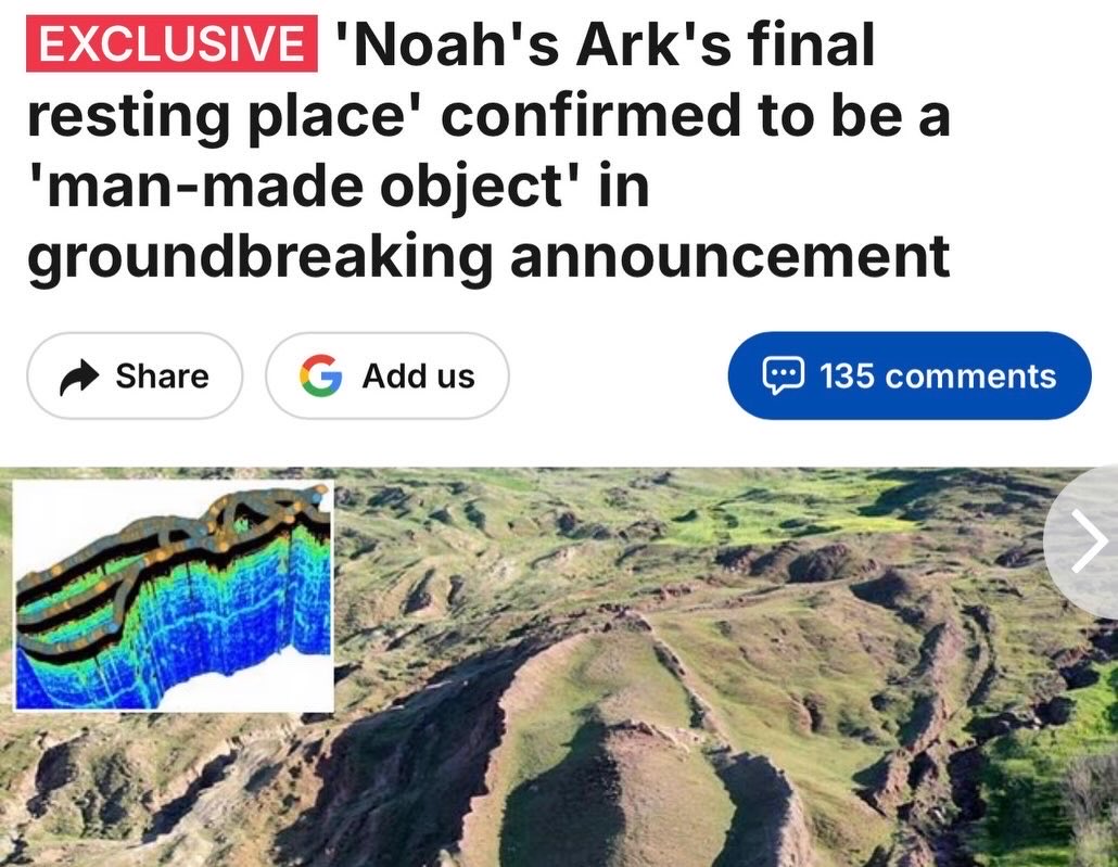 LaurenWitzkeDE's tweet photo. We did it. 

We proved that the 515 foot boat shaped formation in the mountains of Ararat is NOT geological, but a man-made structure with organized patterns, chambers, and corridors beneath the surface. 

Dr Bakhtar’s scans only show that which is NOT geological. You’re looking at official scans of Noah’s Ark. 

We won’t stop until they re-write public education textbooks and completely eradicate evolution from curriculums. 

THIS is where creation began anew.