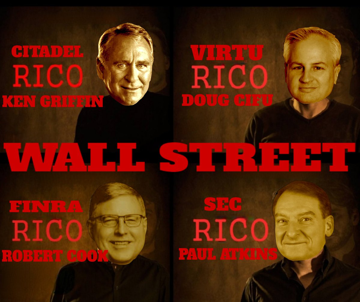 stephmase22's tweet photo. 🚨🚨RICO ORGANIZED CRIME SYNDICATE 

Wall Street is really organized crime all harmoniously working together.

SEC turning a blind eye for decades.

FINRA fines go into their general fund to pay salaries.

Ken Griffin gets richer as he becomes a Wall Street monopoly.

Dougie gets to ride off into the sunset with his Queen Hester.

EVERYDAY INVESTORS GET TO SUFFER
WELCOME TO FREE AND FAIR MARKETS‼️