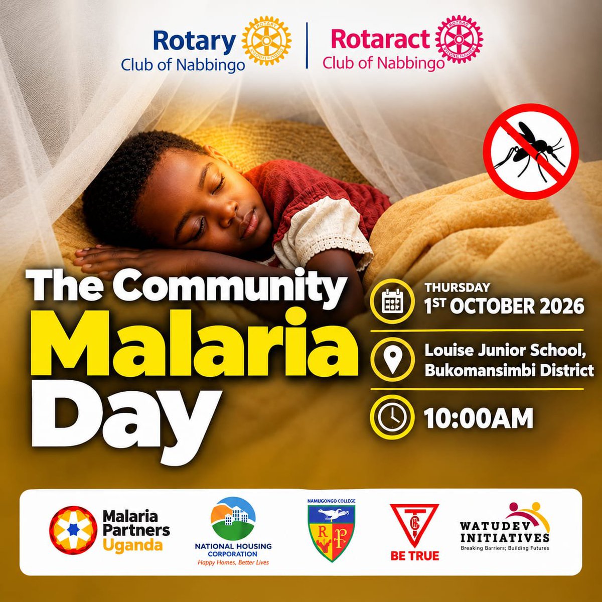 MPUganda's tweet photo. 🦟💤 EVERY CHILD DESERVES A SAFE SLEEP!

Join us for THE COMMUNITY MALARIA DAY as we educate, equip, and empower the children and families of Bukomansimbi to say NO to malaria!

Because malaria is not just a disease - it steals school days, dreams and lives. https://t.co/gluH8fj3E6