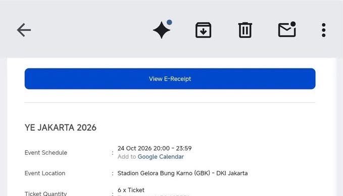 lowbudgetgoz's tweet photo. wts / want to sell

ye kanye west live in jakarta
• cat 4b (6 tix) @ 1.9jt per tiket

selling cuz upgrade section ya, bisa cod at venue atau masuk gate bareng! prefer DP 50% for fix take &amp; keep tickets langsung hit me up on DM thank you! @kanyewest https://t.co/plfK3k2Q8d
