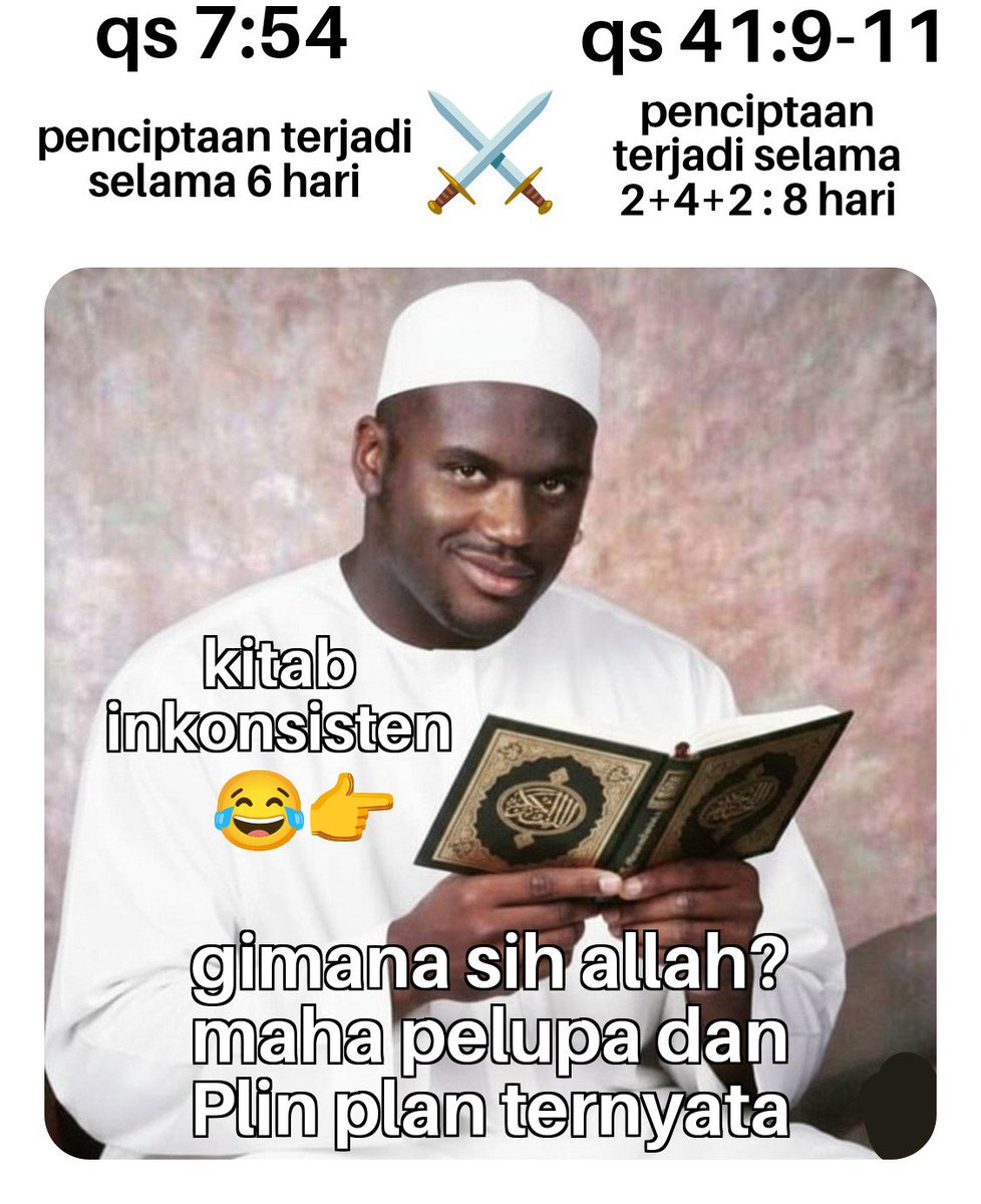 AllahswtSETAN's tweet photo. @aesculapiusw Dewa nya islamemek tolol aja gk paham sama firmannya sendiri 💩🕋💩😂😂😂 https://t.co/znh0XGB0WY