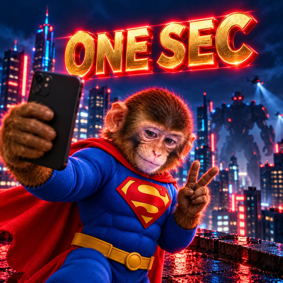 SUPERFONE_sol's tweet photo. The city is calling for help.
Super Ape on Fone: “One sec, the robot isn’t in frame yet.”
#SuperApeOnFone #ApeOnFone #SuperApe #MemeCoin #Solana #Selfie #Onchain https://t.co/eAB6jJYsql