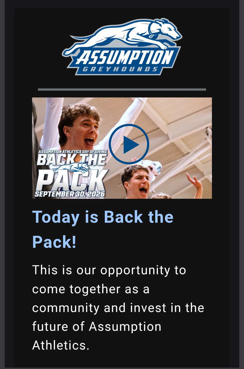 g_michalski's tweet photo. Join me and Back the Pack today! #BackThePack https://t.co/70YbEFeTBK 

Not saying Luke is the face of Assumption Athletics’ Back the Pack campaign…but I’m also not not saying it. 😂🐾🏀 @GoAssumptionU @AssumptionMBB @AssumptionUMA https://t.co/IrcZUfjDEi