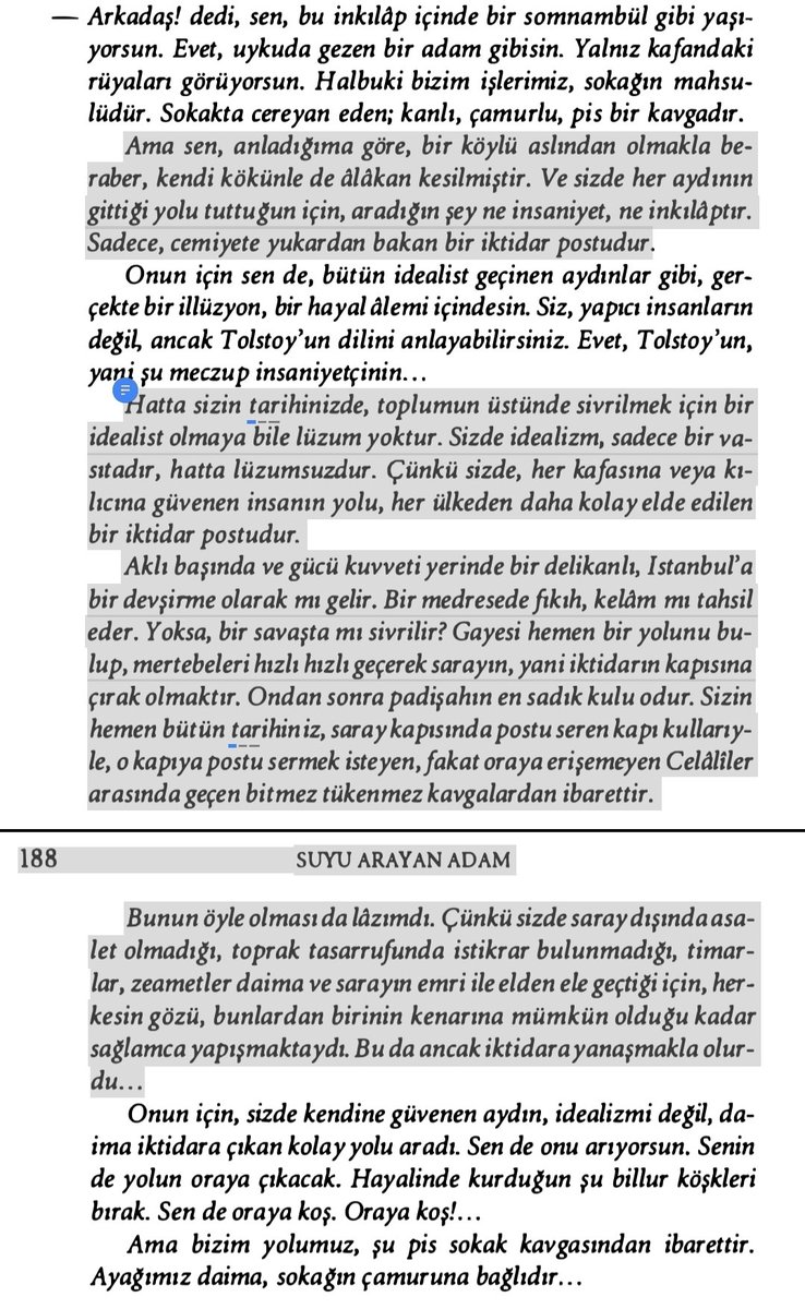 EVUNE169738's tweet photo. Türklere güce yaranmak, devlete kapak atmak tarihi bir olgudur. Kaynak: Suyu Arayan Adam, Şevket Süreyya Aydemir. Sayfa 187-188 https://t.co/ptoEbNCLfF