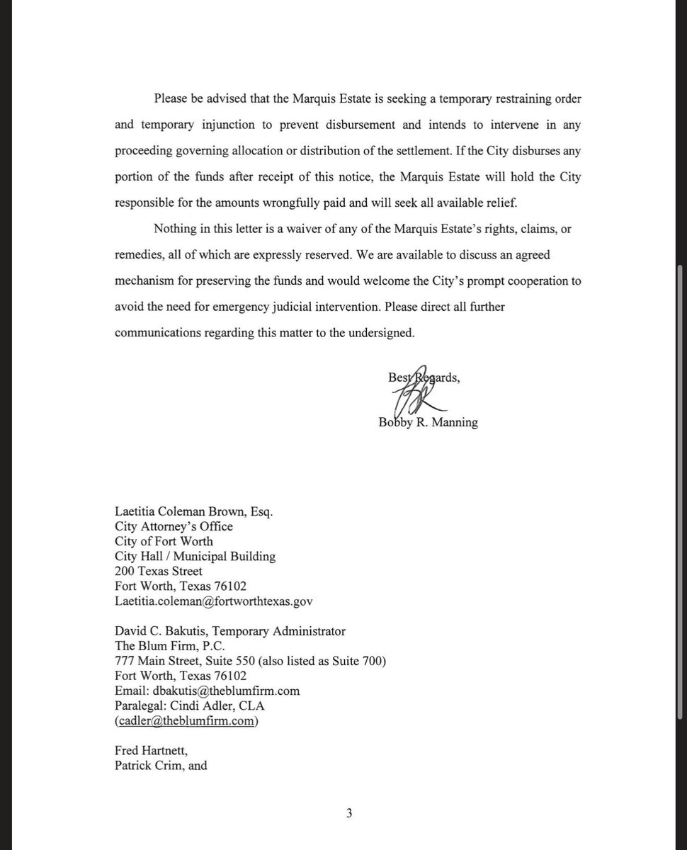 SarahisCensored's tweet photo. The estate is therefore asking Fort Worth to either preserve the money or place the disputed funds into the control of a court through something called an interpleader.

And Carter has a history with this case that goes back long before there was an $11.25 million settlement.

According to Carter, after Atatiana was killed he personally invited then-Mayor Betsy Price, then-Police Chief Ed Kraus and members of the Fort Worth Police Department to her funeral. He also organized a community forum and later met with city leadership alongside members of the Jefferson family.

His position now is that he is returning to the City for the same reason: to demand accountability and make sure the process is handled correctly.

The man Atatiana knew as her father raised her, supported her and died only 28 days after she did.

Meanwhile, Atatiana’s biological father resides in Nigeria and always has, according to Marquis Jefferson’s family, and was not involved in her life while she was alive.

The $11.25 million exists because Atatiana Jefferson lost her life.

Now, nearly seven years later, the battle is over who has the legal right to benefit financially from that loss. Personally, I don’t think it’s the money grabbing man who magically appeared from Nigeria.