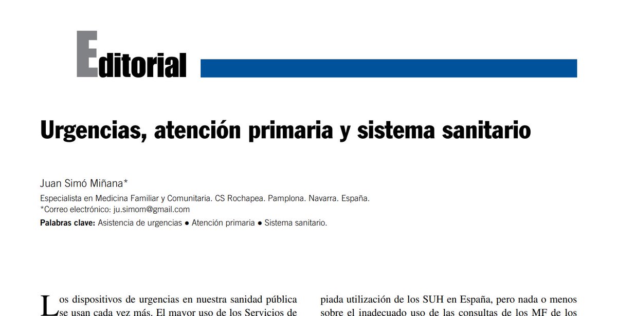 JuanSimo_SDyAP's tweet photo. Lejos de ser la figura fundamental del sistema (RD 3303/1978), el MF es el monaguillo de un sistema lleno de obispos y cardenales que se creen con todo el derecho del mundo a decirle cómo hacer su trabajo.

Urgencias, atención primaria y sistema sanitario
https://t.co/4dU27kj6Fa https://t.co/WFYKmFIAz1