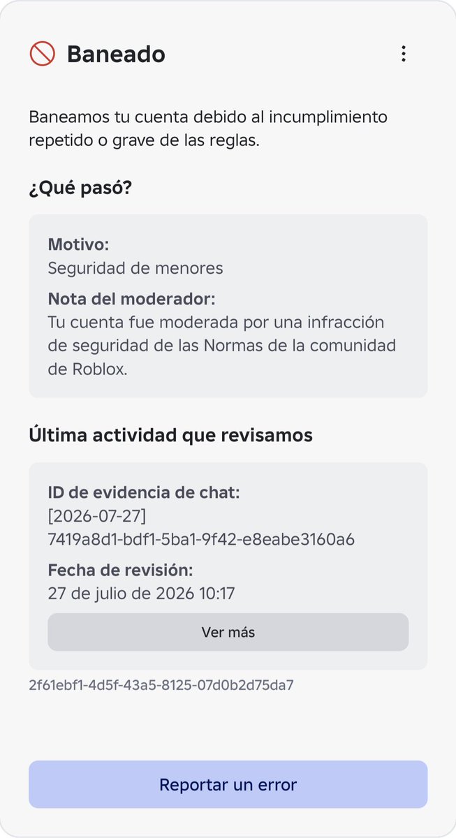 Maldito_Alem's tweet photo. @RobloxCreators What if you fix your AI? It’s banning innocent people and trapping them in an endless appeals loop. @RobloxCreators @Roblox @Roblox_RTC https://t.co/gjxwfYOdUv