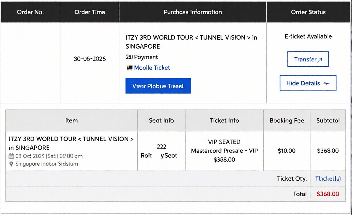 tix_house's tweet photo. 🔻ITZY 3RD WORLD TOUR < TUNNEL VISION > in SINGAPORE 
#ITZY #MIDZY
#ITZY_TUNNELVISION
#ITZY_TNVS
#ITZY_WORLD_TOUR
#LiveNationSingapore  

📌Inbox if interested https://t.co/1Cb8b2Lk3y