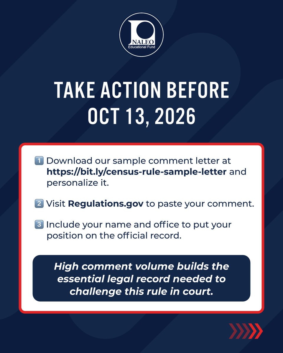 NALEO's tweet photo. The rule would eliminate race &amp; ethnicity data for the 1st time since 1790 and exclude millions from apportionment.

The 2020 Census had a historic 4.99% undercount of Latinos. This rule sets the stage for an even worse undercount in 2030. We can't stay silent. 👇 https://t.co/nZxu28bhdt