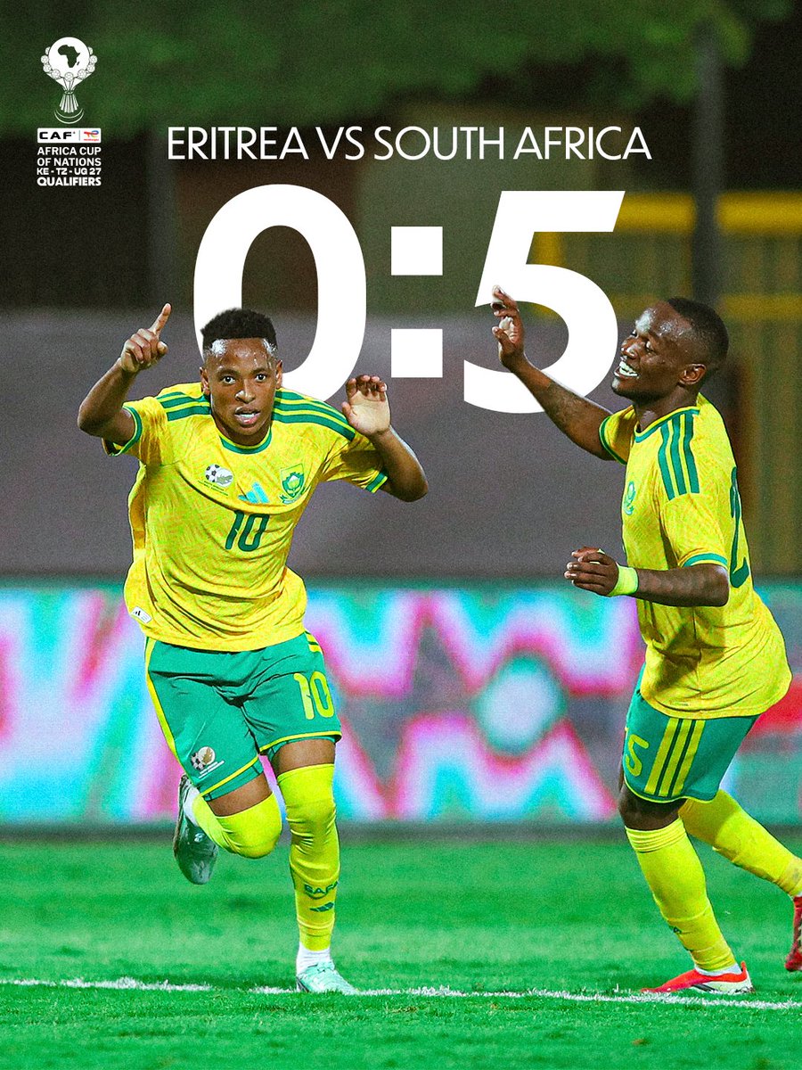 CAF_Online's tweet photo. 6 points out of a possible 6 in #TotalEnergiesAFCONQ2027 so far.
Bafana Bafana are showing no signs of slowing down. ๐ฟ๐ฆ https://t.co/Bwx2HbvwiB