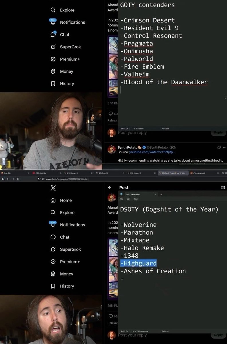 Awk20000's tweet photo. Asmongold’s Game of the Year and Dogsh*t of the Year contenders https://t.co/CwqBiHZt1n